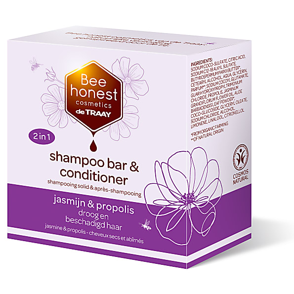 Bee Honest Shampooing solid & après-shampooing jasmine & propolis 2en1 80g